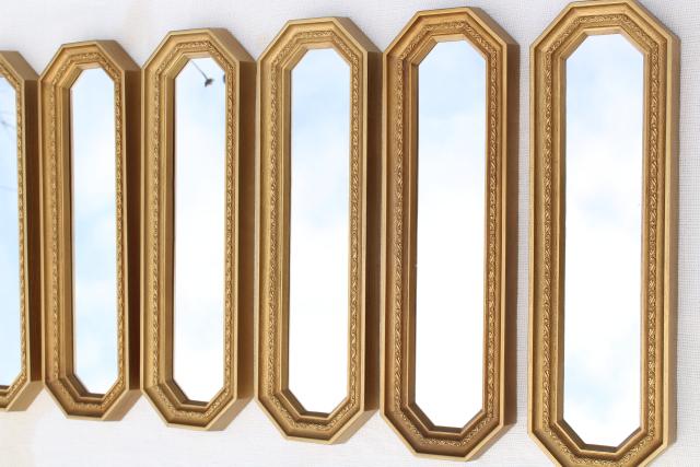 MCM 50s 60s vintage gold framed mirror grouping, retro focal point mirrored wall