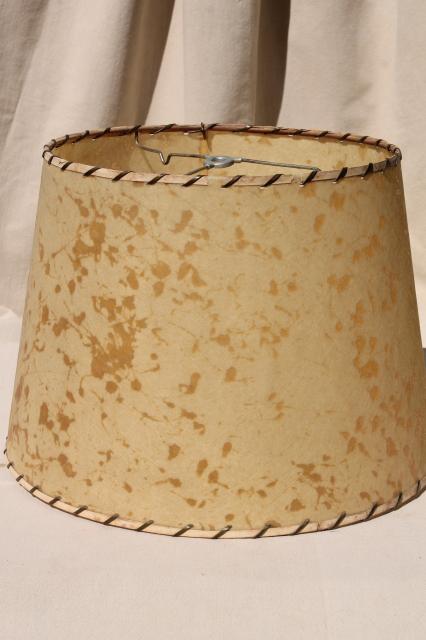 MCM vintage laced parchment lamp shade, 50s mid-century mod retro lampshade