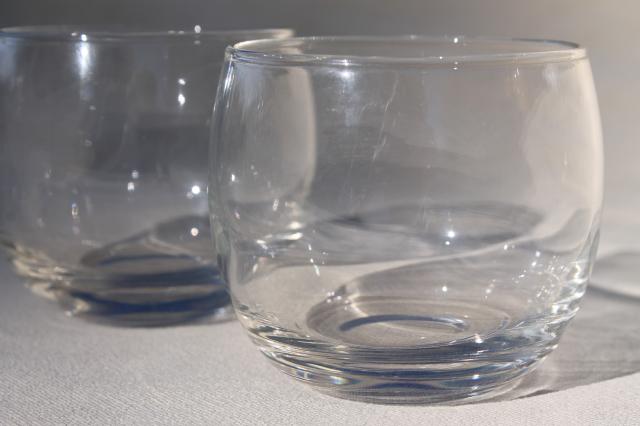 MCM vintage set roly poly glasses punch cups w/ glass ladle & huge round fishbowl punch bowl