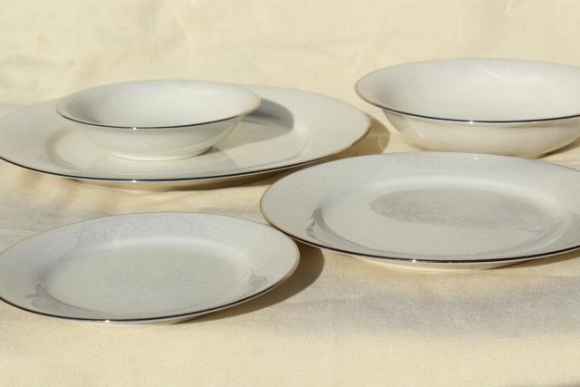 Noritake Affection white chintz floral china, vintage porcelain dinnerware set for 8
