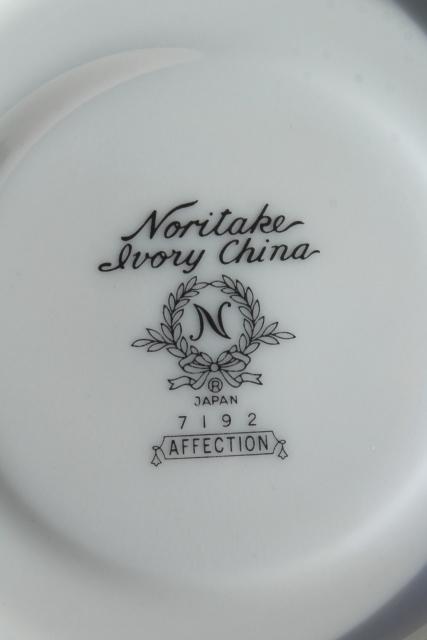 Noritake Affection white chintz floral china, vintage porcelain tea cups & saucers