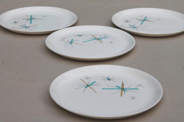 Salem North Star mid-century mod vintage atomic starburst luncheon plates