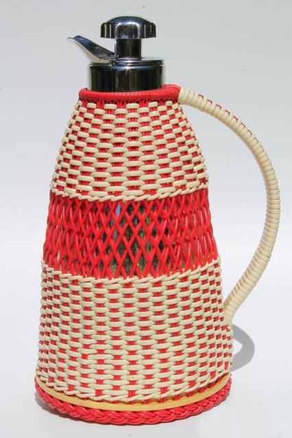 Scandinavian mid-century mod deco vintage chrome mercury glass carafe pitcher 