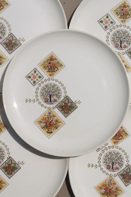 Taylor Smith & Taylor Brocatelle 60s vintage french country style pottery dinner plates