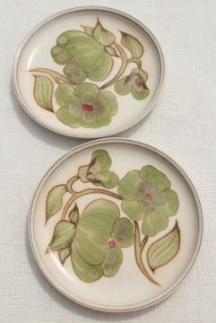 Troubadour Denby England 60s 70s vintage pottery plates w/ green flowers