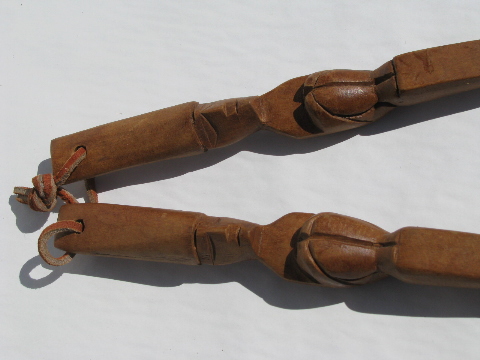 African tribal art hand-carved native wood forks & spoons, wooden knife