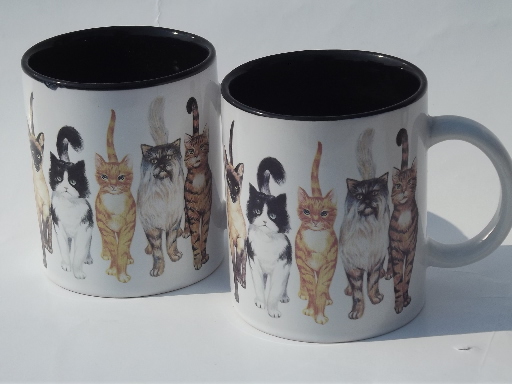 All cats coffee cups mugs lot, kitties & kittens, Morris the cat!