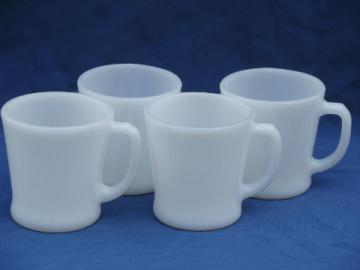 Anchor Hocking Fire King , vintage white glass coffee mugs cups