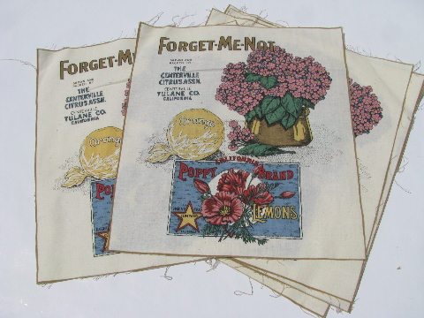 Antique vintage flower&vegetable garden seed packets print, cotton fabric & cut&sew aprons lot
