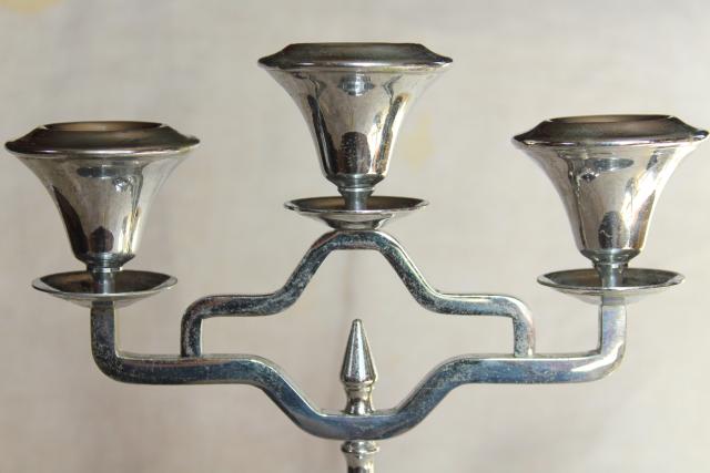 art deco vintage Farberware chrome silver candelabra, pair branched candlesticks