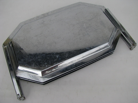 Art deco vintage Chase chrome folding server tray, tiered plates