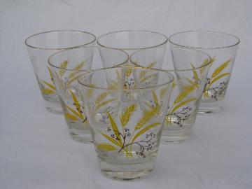 Autumn gold golden wheat vintage china go-along glasses, set of six
