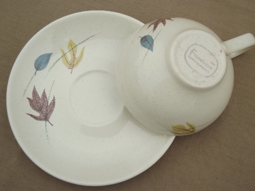Autumn Leaves Franciscan pottery leaf pattern vintage china cups & saucers