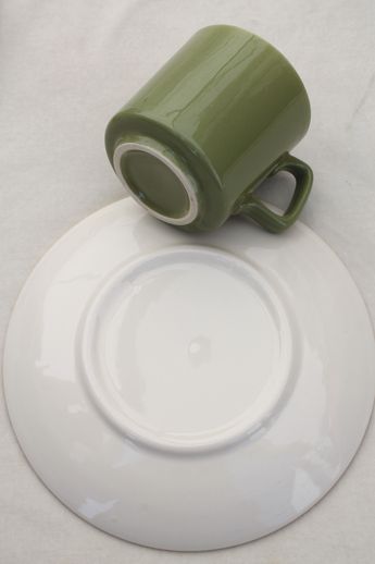 Bacchanale 60s vintage Royal China fruit print salad plates & green mugs
