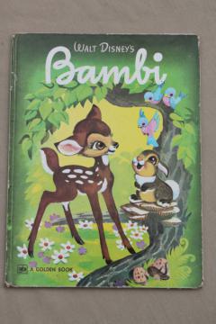 big Golden book, 70s vintage 1940s edition Disney's Bambi Disney movie pictures