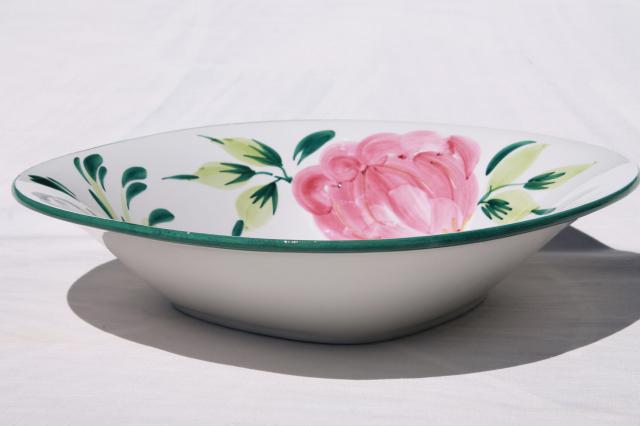 big ceramic salad bowl or pasta bowl, vintage hand-painted Italian pottery