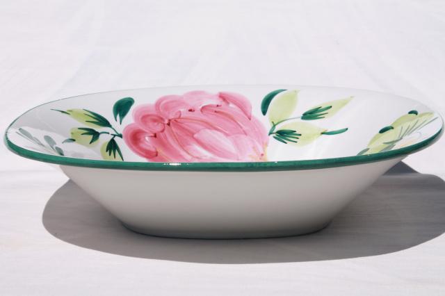 big ceramic salad bowl or pasta bowl, vintage hand-painted Italian pottery