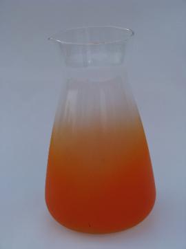 Blendo gala orange, vintage West Virginia art glass carafe pitcher