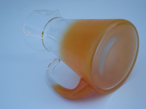 Blendo tangerine orange fade glass cocktail pitcher, mid-century vintage