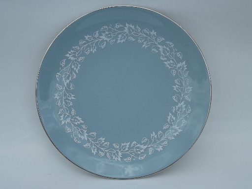 Blue brocade vintage Flintridge California china, dinner plates set of 6