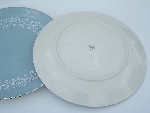 Blue brocade vintage Flintridge California china, dinner plates set of 6