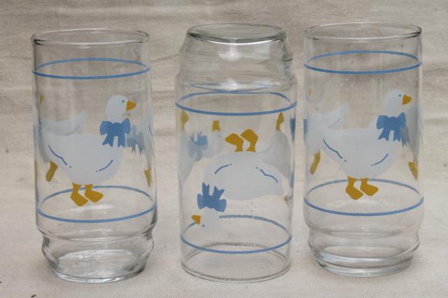 us tumblers bow country blue goose drinking ribbon 80s glasses, print