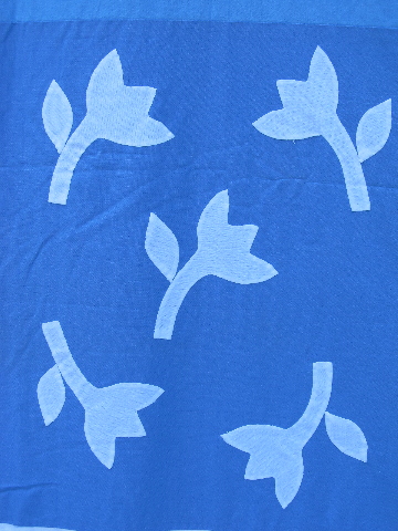 Blue & white dutch tulips applique coverlet, new cotton bedspread