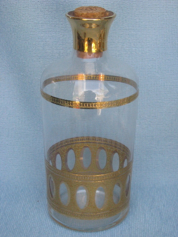 Briard vintage gold decorated glass wine glasses / decanter bottle