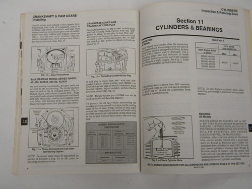Briggs&Stratton twin cylinder small engine repair instruction manual 1986
