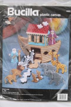 Bucilla plastic canvas kit complete w/ yarn, Noah's Ark w/ toy animals