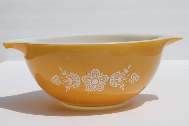 butterfly gold Pyrex mixing bowls lot, instant collection of vintage Pyrex