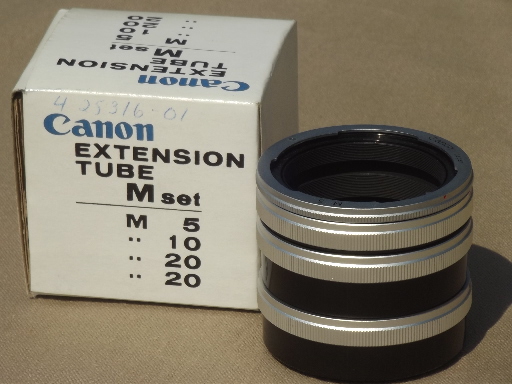 Canon camera lens extension tube set, 4 extension tubes M5, M10, M20,M20