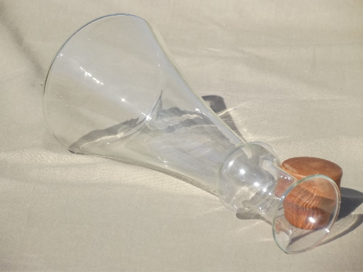Chemex vintage tall glass bottle carafe w/ danish modern style wood stopper
