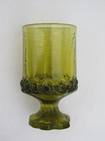 Citron green mod vintage Madeira chunky glass sherbets, water glasses