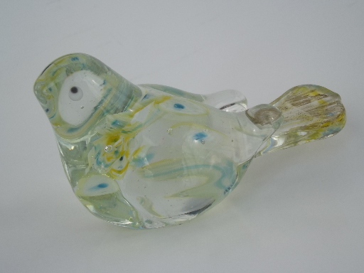 Collection of  glass bird paperweights, vintage glass swan & sparrows