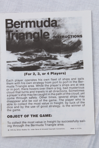 Complete 70s vintage Bermuda Triangle Milton Bradley board game
