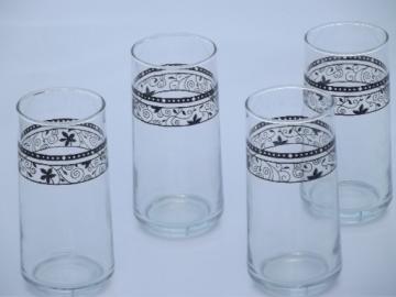 Crisa glass tumblers, vintage Libbey glasses w/ black wrought iron pattern