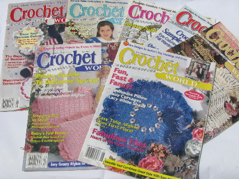 Crochet World magazines, lot vintage back issues, crocheting patterns