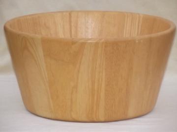 Danish modern staved beechwood bowl, huge wood salad bowl Dansk Malaysia vintage