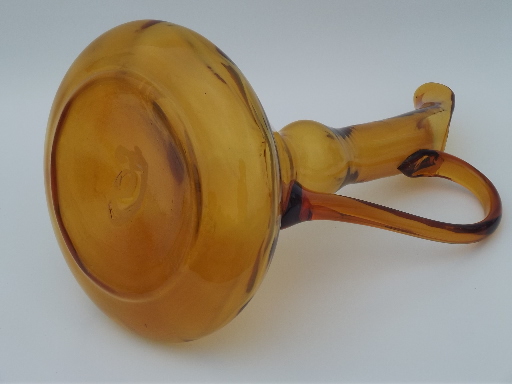 Danish modern vintage 60s amber art glass tall pitcher, Blenko or Italy?