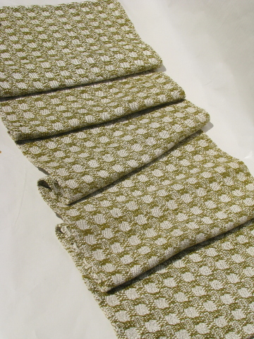 Danish modern vintage 60s handwoven fabric place mats and table runner