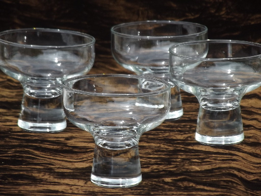 Danish modern vintage glass candle holders or mod drinks glasses set