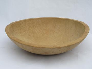 Danish modern vintage natural birch wood salad bowl, large wooden bowl