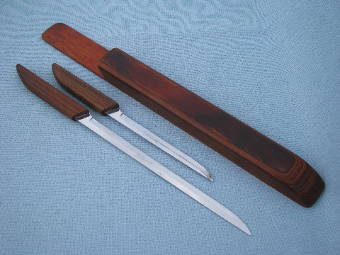 Danish modern vintage Robeson/Shuredge knives teak handles&knife block