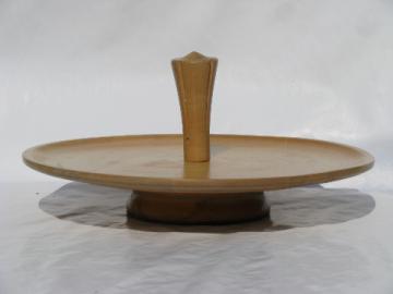 Danish modern vintage solid wood lazy susan tray, mid-century mod