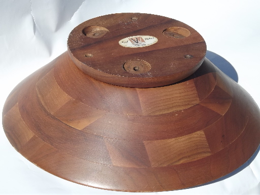 Danish modern vintage Vermillion walnut wood bowl, huge salad / fruit bowl