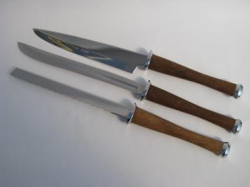 Danish modern vintage wood handled carving knife set, Colonial Stainless