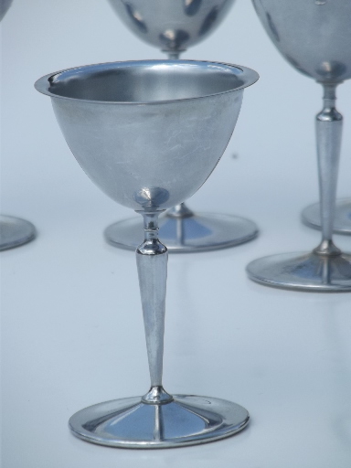 Deco chrome cocktail glasses, mid-century mod  vintage martini glasses