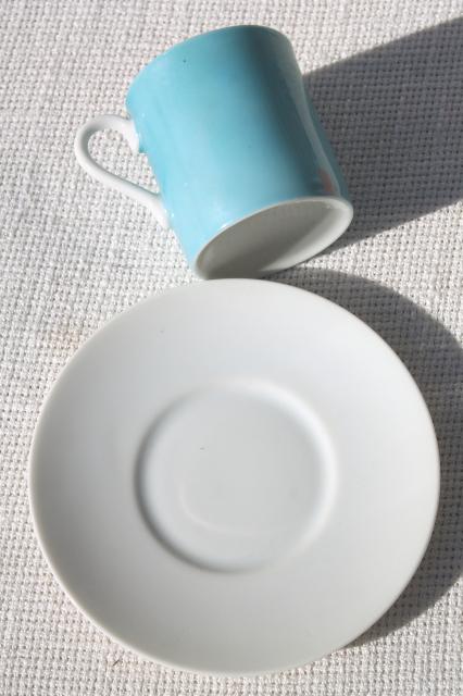 demitasse espresso cups & saucers, 60s mod vintage Japan china set in retro colors
