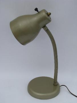 Eames era metal shade gooseneck light desk lamp, vintage 1950s